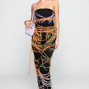 AKIRA NO STRINGS ATTACHED LACE UP JUMPSUIT SIZE: SMALL